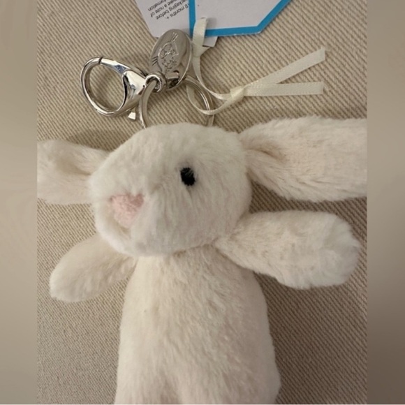 NWT Retired RARE mini bashful bunny keychain Authentic Cream - Picture 5 of 10